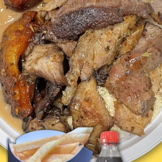 Combo individual de churrasco com batata frita e refrigerante